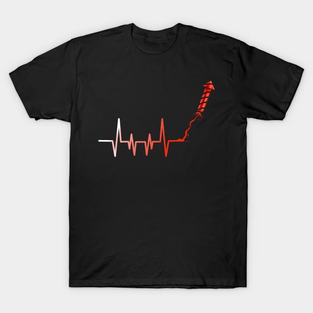 Heartbeat Firework Rocket T-Shirt by SinBle